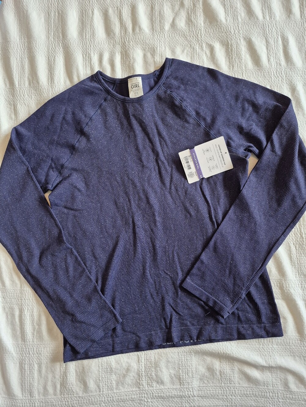 Athleta Girl sizs XXL or 16 shirt long sleeve navy blue with shimmer NWT